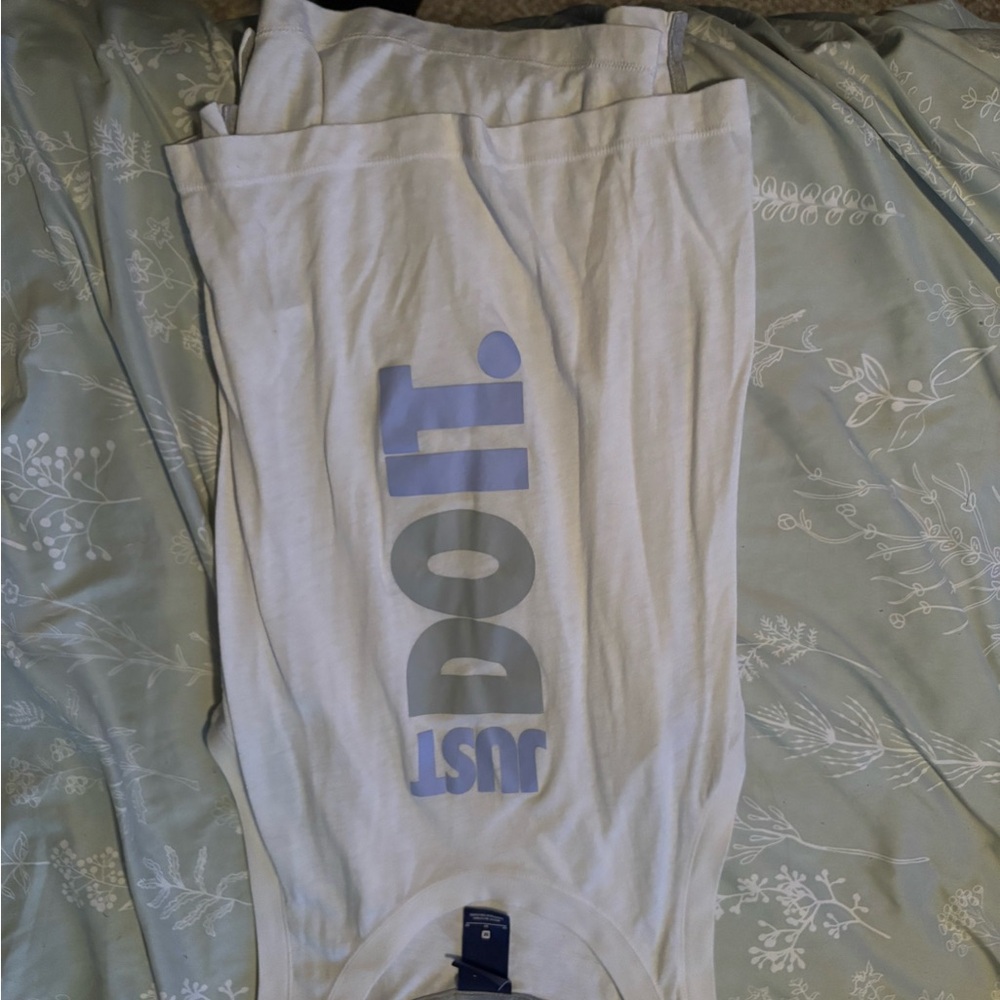 Nike White Tank Top with Blue Print